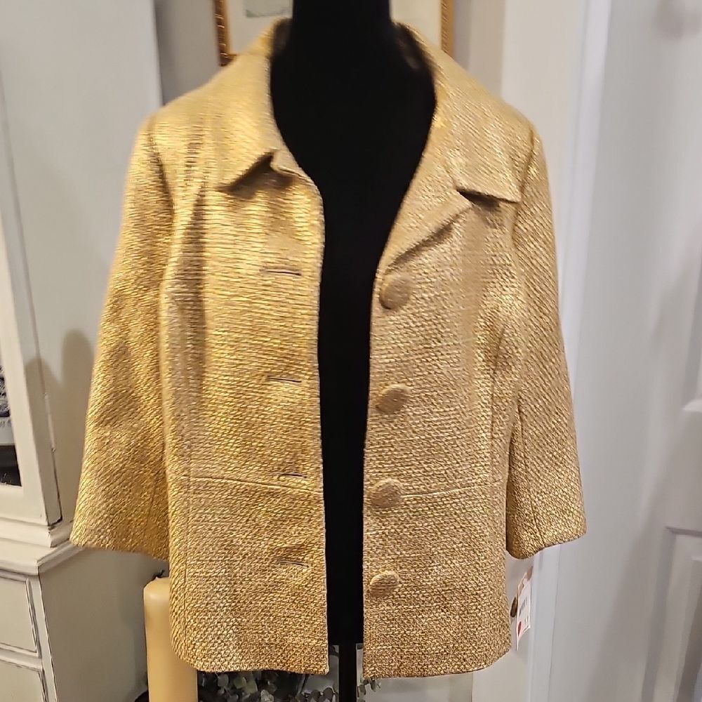 SUSAN BRISTOL Gold‎ Coast Wool Blend Vintage Blazer Size 12 - Picture 2 of 8
